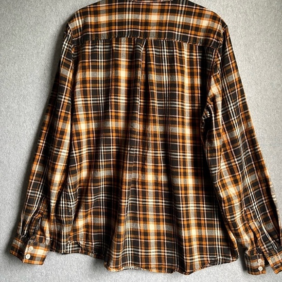 Garnet Hill Shirt Womens 16 Flannel Brown Black Button Down - Picture 5 of 5